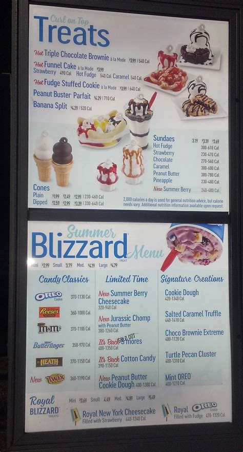 Menu At Dairy Queen Grill Chill Fast Food Calvert City