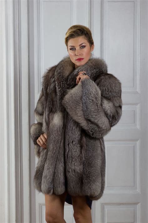 FOX FUR COAT BLUE FROST PELLICCIA VOLPE PELISSE FOURRURE RENARD