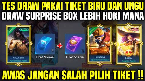 TES DRAW PAKAI TIKET BIRU DAN TIKET UNGU DI EVENT SURPRISE BOX APAKAH