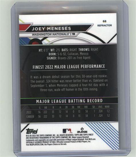 2023 Topps Finest 68 Joey Meneses REFRACTOR Nationals EBay