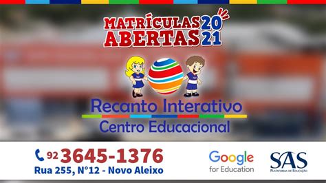 Matrículas abertas 2021 Recanto Interativo YouTube