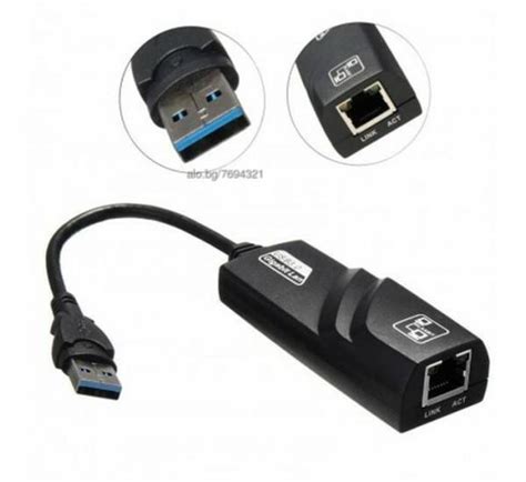 Мрежова LAN карта, външна, USB 3.0, RJ45 8pin, 10/100/1000MB/s Мрежов ...