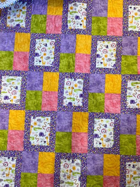 Baby Quilt Kit Flannel Baby Fabric Purple Pink Yellow Quilt Baby
