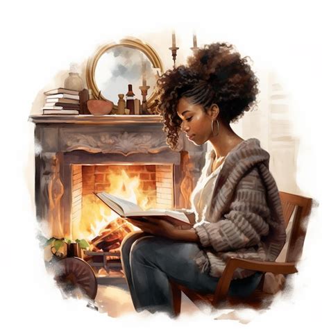 Premium Photo Painting Of A Woman Reading A Book In Front Of A