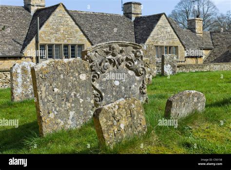 Gravestones Lit By The Sun In A Country Cemetery Stock Photo Alamy