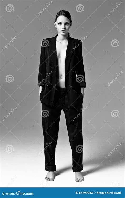 Woman Wearing A Jacket Stock Image Image Of Naked Skin 55299943