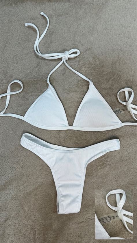White Bikini Set Women S Fashion Swimwear Bikinis Swimsuits On Carousell