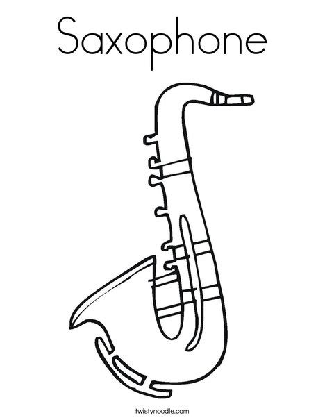 Saxophone Coloring Page Twisty Noodle