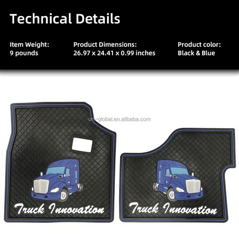 Rubber Floor Mats For Kenworth T680 Trucks 2013 20212 Pieces Per Setwith Optional Printing