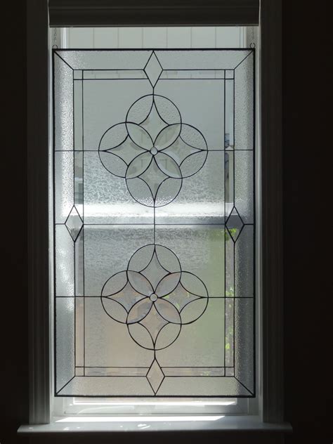 Beautiful! All Clear Textured Stained Glass Window hung