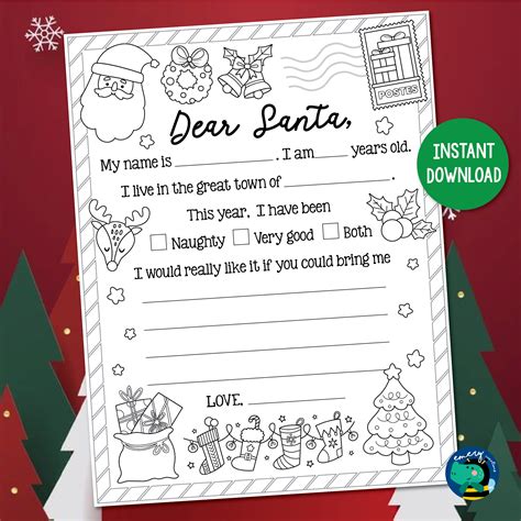 Letter to Santa | Christmas Wish list | Christmas Letter Printable For