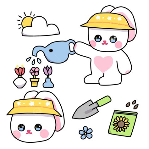 Rabbit Gardening Stickers Set Rabbit Gardening Stickers Png