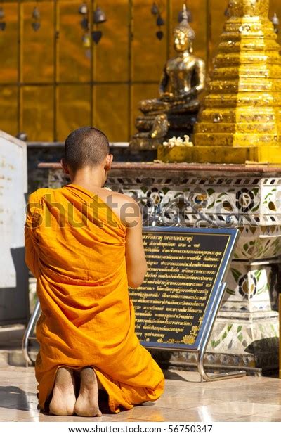 Buddhist Monk Praying Thailand Stock Photo 56750347 | Shutterstock