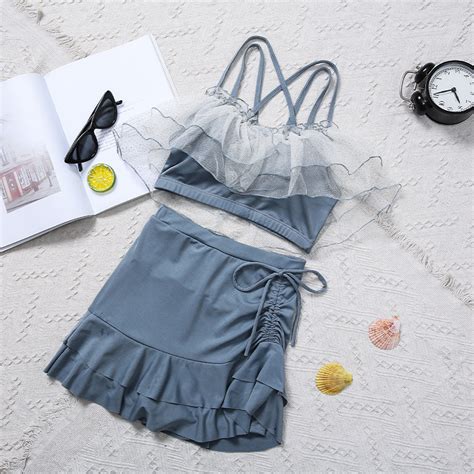 Swimsuit Split Skirt Two Piece Vacation Spring Swimwear Bikini On Luulla