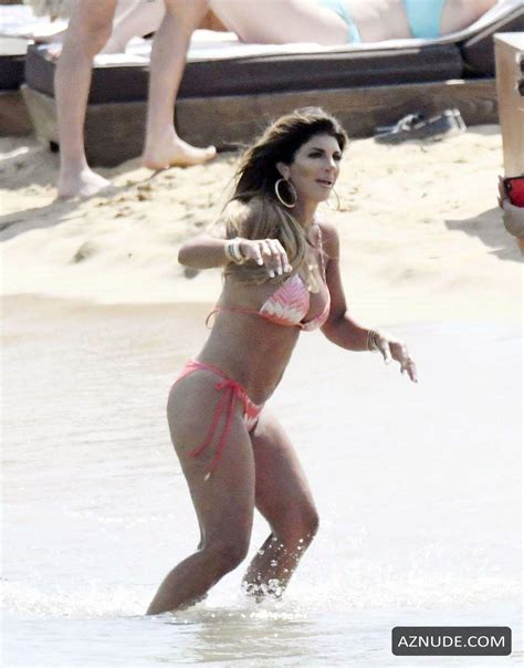 Teresa Giudice Wows In A Pink Halterneck Bikini While Relaxing On The Beach In Mykonos Aznude