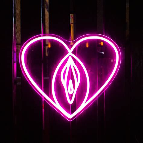 Vagina Neon Sign Custom Heart Vagina Neon Sign Vagina Bachelorette Party Sexy Vagina Logo