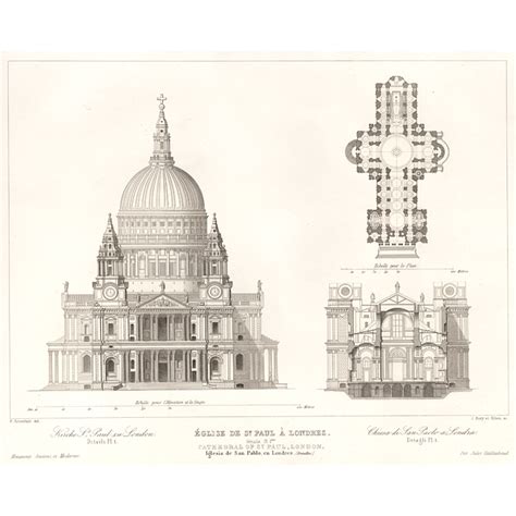 St Paul S Cathedral London Front Elevation Section And Plan BRITTON