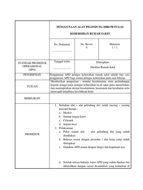 Sop Apd Petugas Kebersihanpdf