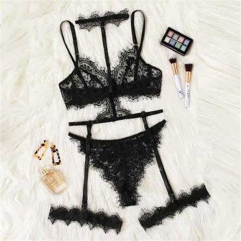 Soutien Gorge En Lingerie Sexy En Dentelle Exquise Jarreti Re Slips Ensemble Nuisette