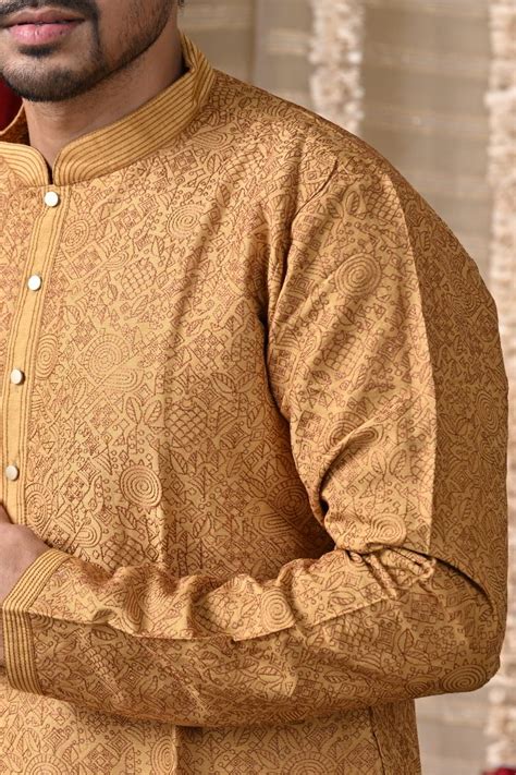 Mustard Tussar Silk Kurta Set Ranjh India