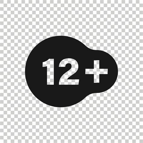 Twelve plus icon in flat style. 12 vector illustration on white ...