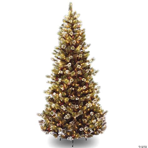 National Tree Company Ft Glittery Pine Slim Tree With Clear Lights