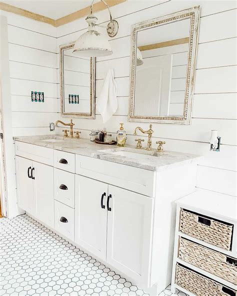 White Modern Farmhouse Bathroom With Shiplap Soul Lane