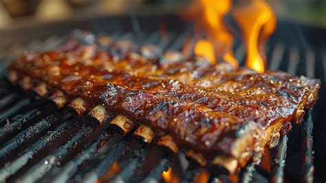 BBQ Ribs with BBQ Sauce Grilling Stock Image - Image of meat, delicious