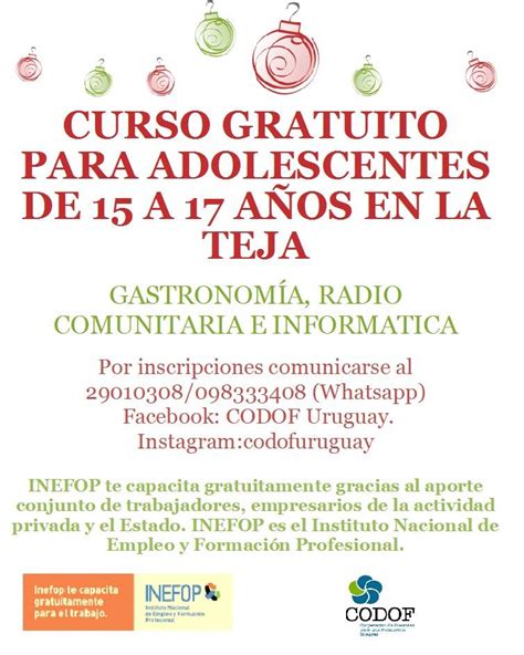 Cursos Gratuitos Para Adolescentes De 13 Anos - Colón Portal - Cursos gratuitos de INEFOP para Adolescentes