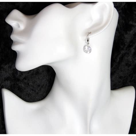 Boucles d oreilles en argent 925 ornées d un cristal blanc autrichien