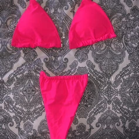 Clear Strap Hot Pink Neon Bikini Similar To Oh Polly Depop