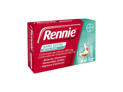 Rennie Menthe verte sans sucre 60 comprimés à croquer Pharmacie en