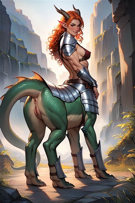 Green Scalesdragontaur Bodymetal Anklets Nipple Piercing Muscular Furry AI Porn