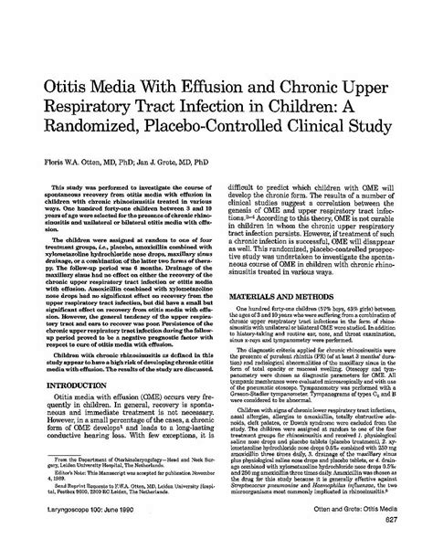 PDF Otitis Media With Effusion And Chronic Upper Respiratory Tract