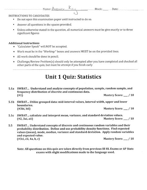 Hl Unit 1 Stats Quiz Answer Key Health Economics Studocu