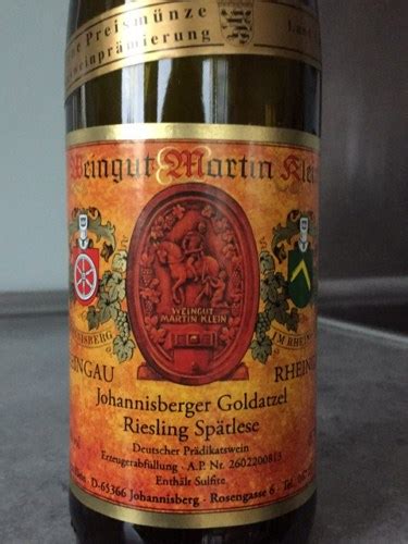 Weingut Martin Klein Johannisberger Goldatzel Riesling Spätlese