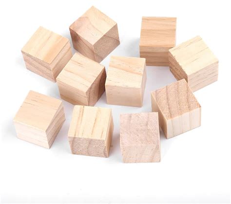 Wood Cubes Natural Unfinished Wooden Blocks Craft Small Wood Squares