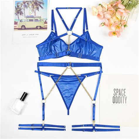 Big Secret Leather Lingerie Set With Garters Shiny Fashion Lale Look