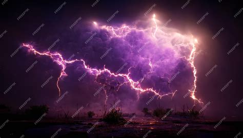 Premium Photo | Purple lightning storm