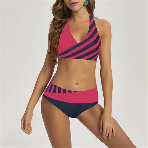 Runfenguu Swimsuit Bikini Swimsuit Plus Sizewomen S Printing Fashion Soft Crossing Suspenders