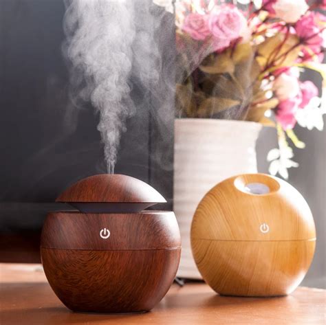 Mini 130ML USB Mini Wooden Ultrasonic Aromatherapy Humidifier Portable