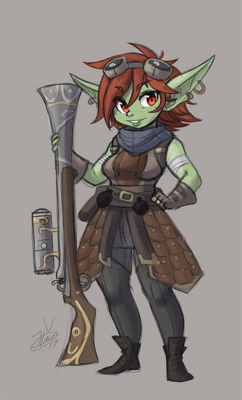 Goblin Cartoon Gunslinger Tinkerer Inventor Female Dnd Pathfinder