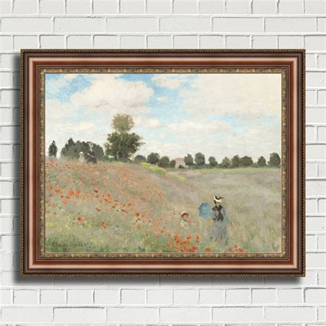 Claude Monet poppy Field Framed Canvas Giclee Print MD393-03 Brown ...