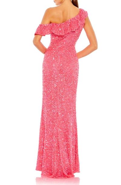 Mac Duggal One Shoulder Sequin Embellished Gown In Watermelon Modesens