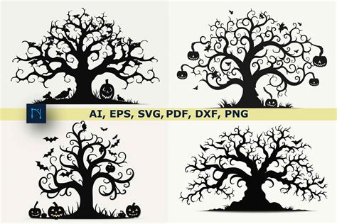 Halloween Tree Silhouette SVG Bundle | Graphics ~ Creative Market