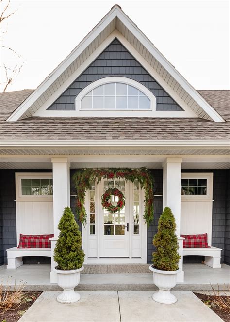 Red Berry and Cedar Garland Christmas Front Porch - The Lilypad Cottage