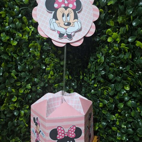 Kit Centro De Mesa Minnie Rosa 10 Unidades Elo7