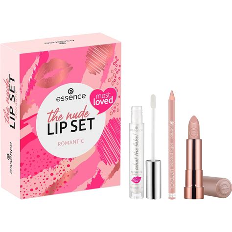 essence cosmetics the nude lip set romantic Make Up Geschenk Set für Frauen Lippenstift