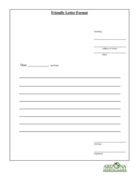 Free Printable Friendly Letter Format