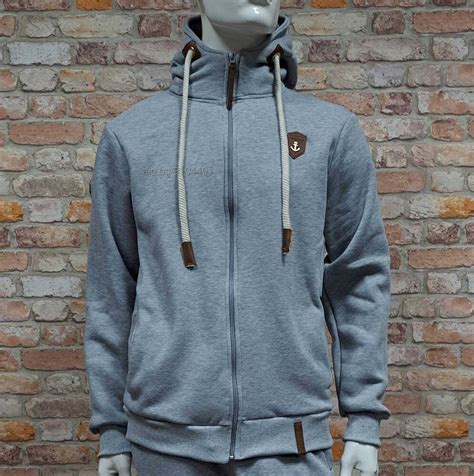 Нов мъжки топъл суичър с цип на марката НАКЕТАНО в цвят сив меланж S M ...